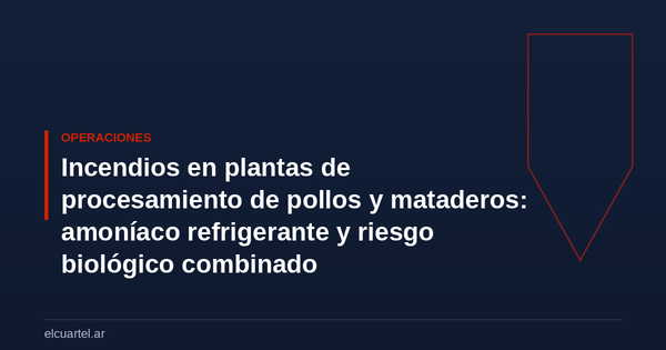 Incendios en plantas de procesamiento de pollos y mataderos: amoníaco refrigerante y riesgo biológico combinado